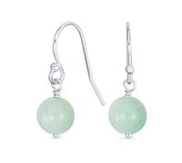 Boucles D'Oreilles Pendantes Rondes En Amazonite Bleue Simple Pour Femmes En Argent Sterling .925 Avec Crochet À Fil De Poisson Français