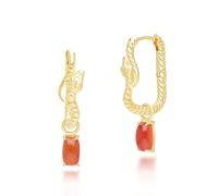 Boucles D'oreilles Pendantes Serpent En Cornaline En Argent Sterling Plaqué Or