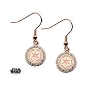 Boucles d'oreilles pendantes - Star Wars - Symbole Empire Galactique - Acier inoxydable plaqué or rose - Crochets