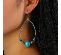 Boucles d'oreilles pendantes style western turquoise pour femme - Accessoires bohème tendance - Bijoux d'amitié - Cadeaux de Noël