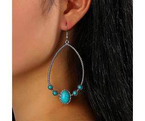 Boucles d'oreilles pendantes style western turquoise pour femme - Accessoires bohème tendance - Bijoux d'amitié - Cadeaux de Noël