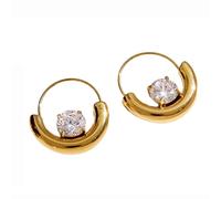 Boucles d'oreilles pendantes tendance en acier inoxydable avec zircon pour femme - Convient pour un cadeau individuel - Boucles d'oreilles simples en zircon pour étudiant