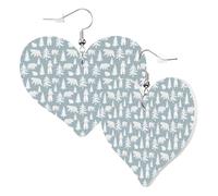 Boucles d'oreilles pendantes tendance en forme de cœur pour femme - Ours polaires et hiver enneigé en cuir - Boucles d'oreilles amusantes sans nickel pour fête d'anniversaire