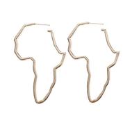 Boucles d'oreilles pendantes tendance en or avec carte de l'Afrique pour femme - Design minimaliste, 1 x, Sans incrustation