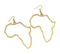 Boucles d'oreilles pendantes tendance en or avec carte de l'Afrique pour femme - Design minimaliste, Métal