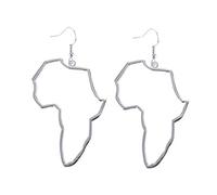 Boucles d'oreilles pendantes tendance en or avec carte de l'Afrique pour femme - Design minimaliste, Métal, Sans incrustation
