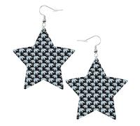 Boucles d'oreilles pendantes tendance en simili cuir avec motif éléphant bleu noir