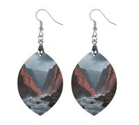 Boucles d'oreilles pendantes topographiques pour femme tendance en bois léger géométrique en bois imprimé bohème vintage bijoux cadeau mère Saint-Valentin, Love, Bois, Pas de pierre précieuse