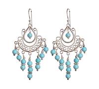 Boucles d'oreilles pendantes turquoise cabochon rond de 3 mm en argent sterling 925 avec pierres précieuses bleues, petites boucles d'oreilles de tous les jours, cadeau fait à la main, style sud-ouest