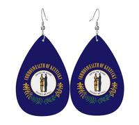 Boucles d'oreilles pendantes uniques en cuir motif drapeau de l'État du Kentucky