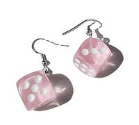 Boucles d'oreilles pendantes uniques en forme de dés - Boucles d'oreilles drôles et bizarres - Esthétiques - Cool et mignon - Pendentifs pour femmes et filles - Bijoux cadeaux géométriques pour femmes