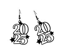 Boucles d'oreilles pendantes uniques et creuses en forme de chiffre 2025, légères et faites à la main, accessoires d'oreille pour le Nouvel An, pour un usage quotidien, boucles d'oreilles élégantes et