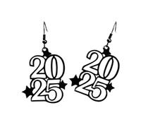 Boucles d'oreilles pendantes uniques et creuses en forme de chiffre 2025, légères et faites à la main, accessoires pour le Nouvel An, accessoires de mode pour un usage quotidien, taille unique, Comme