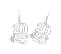 Boucles d'oreilles pendantes uniques et creuses en forme de chiffre 2025, légères et faites à la main, accessoires d'oreille pour le Nouvel An, pour un usage quotidien