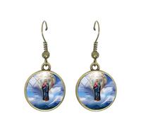 Boucles d'oreilles pendantes Vierge Marie Cabochon en verre La fête de l'Assomption Bijoux pour femmes filles Boucles d'oreilles en argent