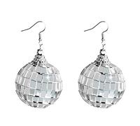 Boucles d'oreilles pendantes vintage en forme de boule disco des années 70, accessoires de costume pour femme et fille, ensemble de cadeaux de fête pour filles, petit ensemble doré mignon pour femmes