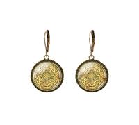 Boucles d'oreilles pendantes vintage en forme de dôme en verre fait à la main Motif sceaux des sept archanges, nan