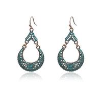 Boucles d'oreilles pendantes vintage en forme de feuille de fleur pour femme - Bijoux tendance - Boucles d'oreilles indiennes Brincos