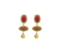 Boucles d'oreilles pendantes vintage en résine ton or triple ovale rétro disco