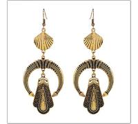 Boucles d'Oreilles Pendantes Vintage, Sculpté en Alliage Coquillage et Queue de Poisson, Pendantes avec Fini Antique pour Femmes