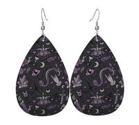 Boucles d'oreilles pendantes violettes et noires en cuir pour femme, boucles d'oreilles pendantes en forme de larme, bijoux légers, cadeaux pour femmes et filles