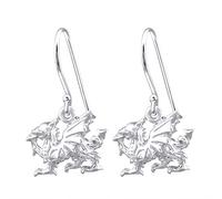 Boucles d'oreilles pendantes Zenvie en argent sterling, motif dragon gallois, 13 mm x 10 mm, avec coffret cadeau