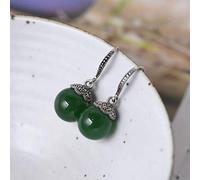 Boucles d'oreilles, pendentifs, Boucles d'oreilles de Style chinois boucles d'oreilles en argent S925 rétro mode boucles d'oreilles en argent femme Thai argent vert Agate boucles d'oreilles comme indi