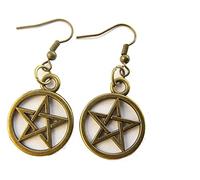 Boucles d'oreilles pentagramme, boucles d'oreilles pentagramme, bronze, bijoux wiccan, païen, bijoux pentagramme, pendentif pentagramme Professionnel et mode