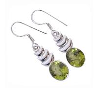 Boucles d'oreilles péridot de 11 x 9 mm avec pierre précieuse verte ovale à facettes en argent sterling 925 - Fait à la main - Pierre naturelle du mois d'août