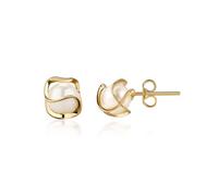 Boucles d'oreilles perle pour femme, 14K 8MM plaqué or hypoallergénique délicate princesse Cut zircon cubique Shell perle boucles d'oreilles, argent Sterling oreille, bijoux cadeau pour elle