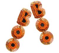 Boucles D'oreilles Perlées Halloween 1 Paire Punk, Lettre Décorative | Perles de Riz et Sequins, Tissu Orange, Style Gothique, Cosplay et Soirées à Thème