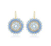 Boucles d'oreilles perlées pour femmes - été, cristaux perlés, verre, perles, boucles d'oreilles pendantes, style bohème, plage, déclaration, 3.7 cm, Verre, Pas de gemme