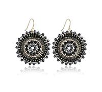 Boucles d'oreilles perlées pour femmes - Été, cristaux perlés, verre, perles, boucles d'oreilles pendantes, style bohème, plage, déclaration, 3.7 cm, Verre, Pas de gemme