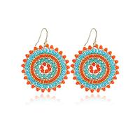 Boucles d'oreilles perlées pour femmes - Été, cristaux perlés, verre, perles, boucles d'oreilles pendantes, style bohème, plage, déclaration, 3.7 cm, Verre, Pas de pierre précieuse