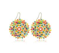 Boucles d'oreilles perlées pour femmes - Été, cristaux perlés, verre, perles, pendantes, gouttes, style bohème, plages, boucles d'oreilles tendance, 3.7 cm, Verre, Pas de gemme