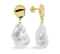 Boucles d'oreilles perles femmes cultured d'eau douce - Keshi Perles Baroques 16,00-17,00 mm SECRET & YOU - Argent sterling 925 avec un grand dos de papillon.