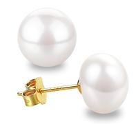 Boucles d'oreilles perles naturelles d'eau douce pour femme cultivées en argent 925 perles blanches vraies 5 mm 6 mm 7 mm 8 mm 10 mm, Argent sterling, Pas de gemme