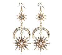Boucles d'oreilles personnalisées avec strass en forme d'étoile de lune pleine strass boucles d'oreilles personnelles Als Beschreibung Gold Nouveau Libération Attractive