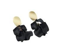 Boucles d'oreilles pétales à la Mode, 1 Paire, déclaration Florale ludique, rétro, Goutte de Rose, Style Long, Pendentif exagéré, Bijoux de Couleur vive Noir