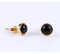 Boucles D'Oreilles Pierre,Bijoux D'Oreille Ronds En Obsidienne, Boucles D'Oreilles En Pierre Naturelle Pour Femmes, Boucles D'Oreilles Dorées Pour Dames, Purifier Le Champ Magnétique Pour Un Traje