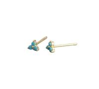 Boucles D'Oreilles Pierres Femme,Boucles D'Oreilles Minimalist Mini Shamrock Ladies Stud, Boucles D'Oreilles En Argent Sterling 925 All-Match Bleu Turquoise Doré, Boucles D'Oreilles Hypoallergéniq
