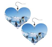 Boucles d'oreilles Pingouin Antarctique Ice Collection Daily Styles | Boucles d'oreilles légères en cuir hypoallergénique pour femme, bijoux en forme de cœur, boucles d'oreilles pendantes tendance