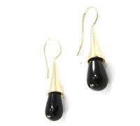 Boucles d'oreilles Plaqué Or Eva Noir Doré - LES TRESORS DE LILY - Pendant - Crochet - Onyx - Synthétique
