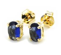 Boucles d'oreilles plaqué or LES TRESORS DE LILY - modèle Unique - oxyde de zirconium - couleur bleu