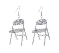 Boucles d'oreilles pliantes uniques en acrylique avec pendentif en forme de chaise - Bijoux amusants pour femme - Pour un usage quotidien - Accessoires de bijoux, Silver, Comme décrit, Comme décrit.