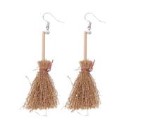 Boucles d'oreilles polisseuses en bois pour Halloween, bijoux de sorcière, design ludique, accessoires de fête à thème, boucles d'oreilles uniques en bois