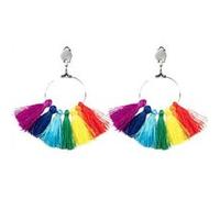 Boland 44742 - Boucles d'oreilles à pompons arc-en-ciel avec boucles d'oreilles à clips, accessoires de mode, costume, carnaval, fête à thème