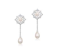 Boucles d'oreilles pour Dames Boucles d'oreilles en Perles pour Dames Boucles d'oreilles Pendantes de Noël Flocon de Neige Couleur Pure Argent Sterling 925 Boucles d'oreilles