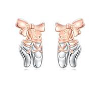 Boucles d'oreilles pour danseuse de ballet, en argent sterling 925, or rose, délicates, chaussures de ballet, boucles d'oreilles pour ballerine, concert, cadeau pour femmes et filles, 0,59*0,35 Zoll,