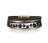Boucles d'oreilles pour femme 925 ensemble multicouche bracelet enroulé gravier irrégulier bracelet fermoir Gw-m5610u, taille unique, Cuir, alliage, Pas de gemme